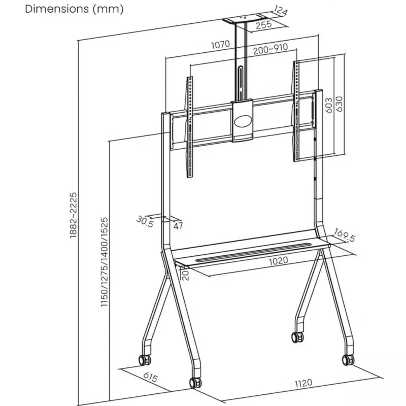 Suporte de TV móvel ART STO S-14 para TVs de 55–100