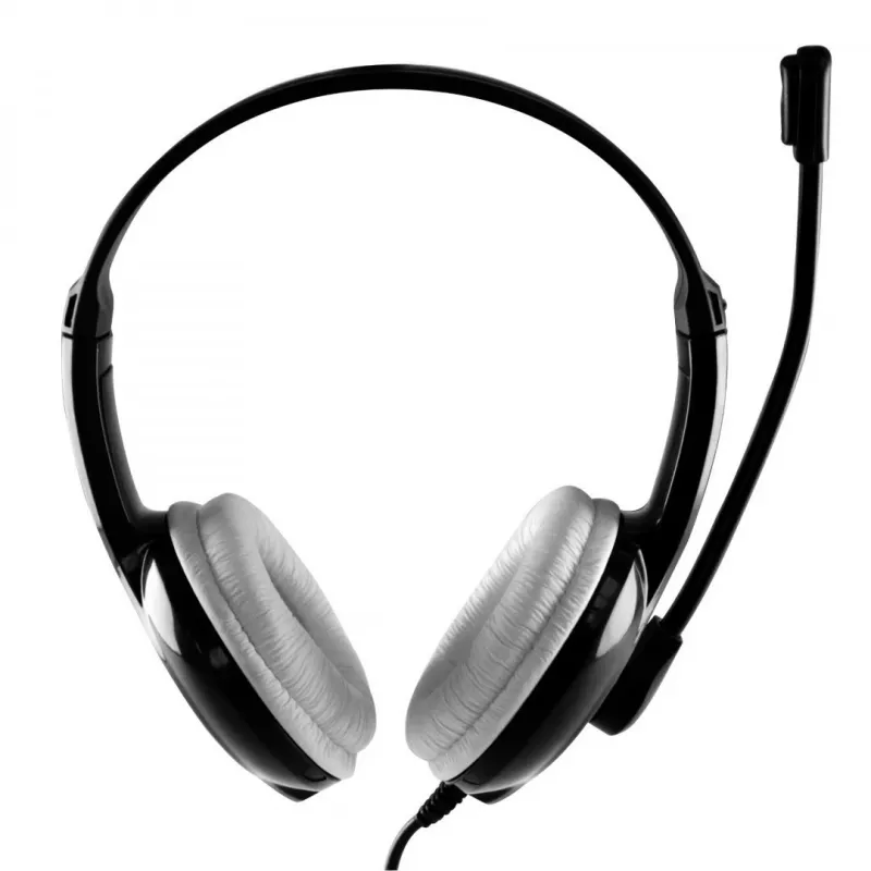 Auscultadores MEDIA-TECH MT3573 com fios binaurais dobráveis com microfone de arco, cabo de 1,9 m, USB, preto