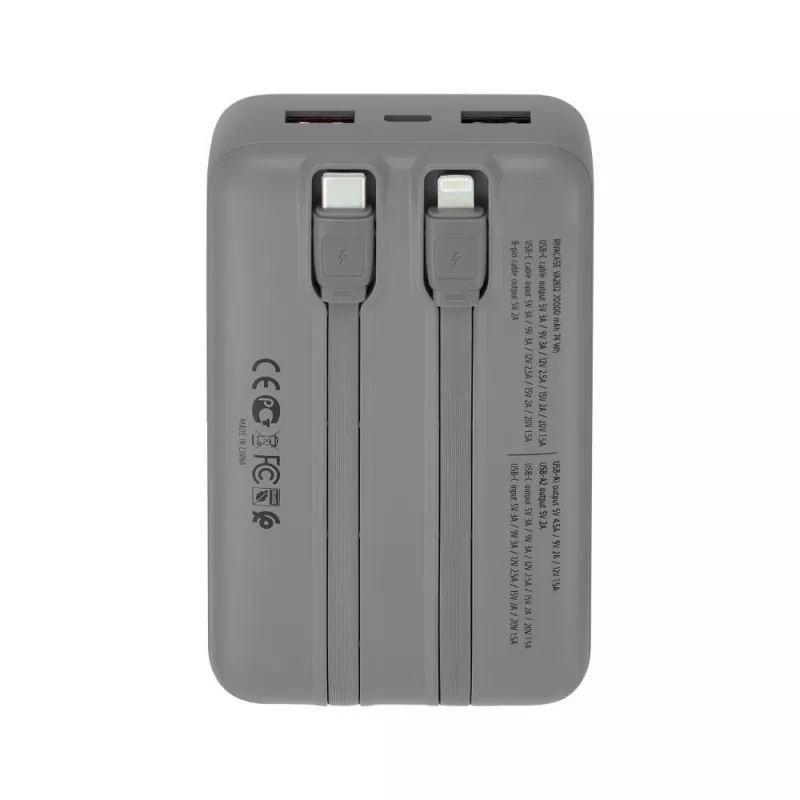 Powerbank Rivacase VA2612 – carregador USB portátil de 20000 mAh com várias portas USB