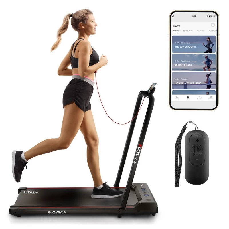 Passadeira motorizada Xblitz X-RUNNER — dobrável compacta, velocidade máx. 12 km/h, carga máx. 120 kg, preto