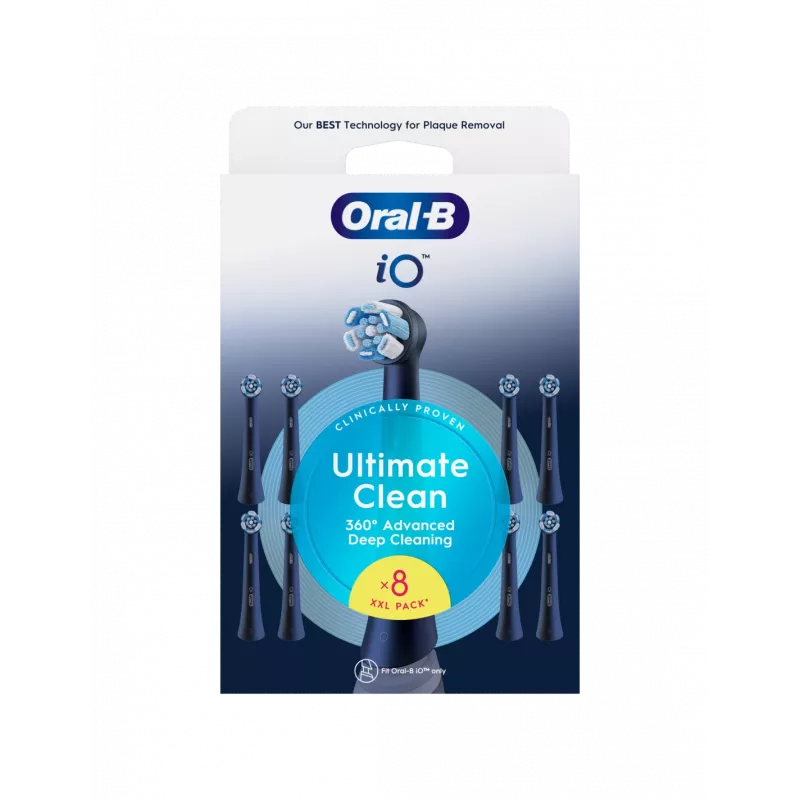 Cabeças de escova de dentes de substituição Oral-B iO Ultimate Clean, preto, 8 unid.