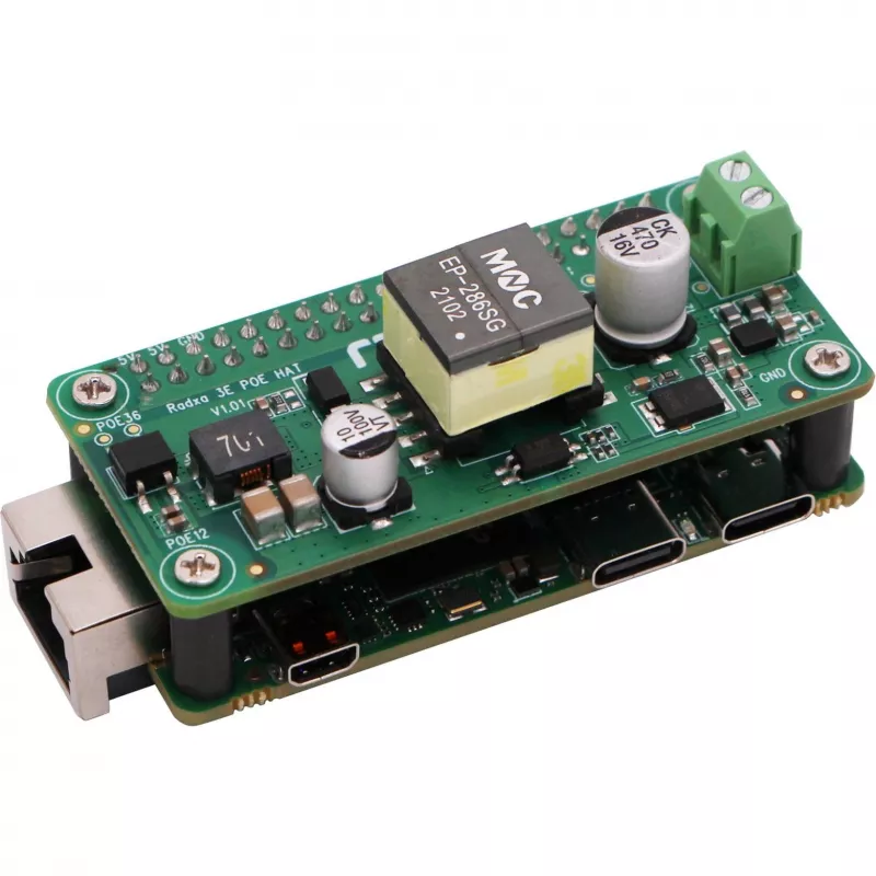 PoE HAT ALLNET RA023 para RADXA Zero 3E – módulo Power over Ethernet compatível com 802.3af