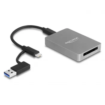 Leitor de cartões DeLOCK USB Type-C CFexpress XQD alumínio cinzento 10000 Mbit/s