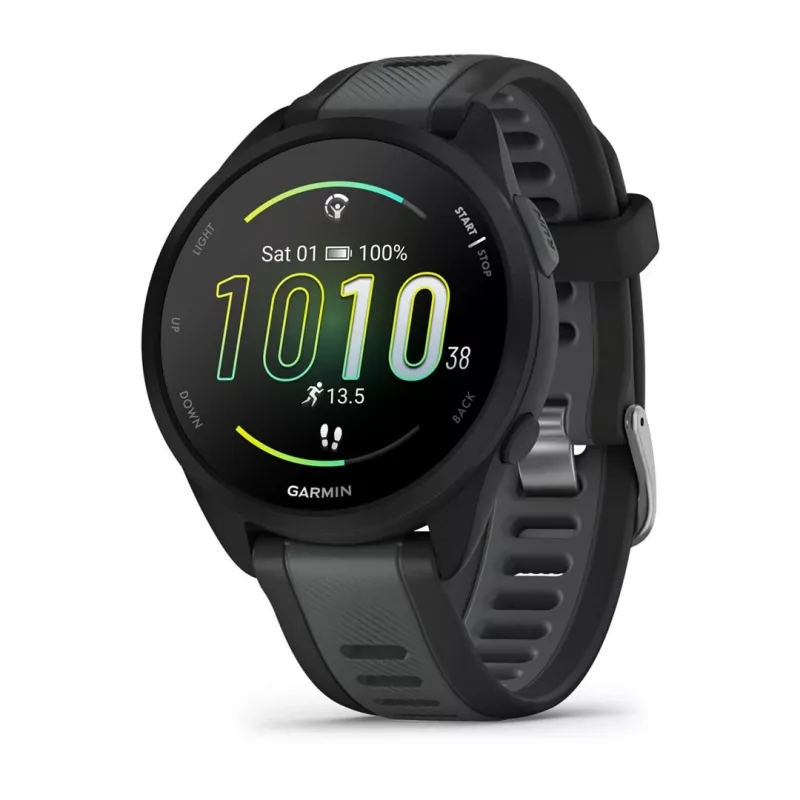 Garmin Forerunner 165 Music relógio desportivo GPS 43 mm, AMOLED 1,2" 390 x 390, 4 GB, bracelete de silicone, perímetro do pulso 126–203 mm, preto/cinzento ardósia (010-02863-30)