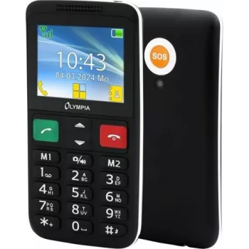 Telemóvel sénior OLYMPIA LUX com teclas grandes, ecrã colorido de 2,4 polegadas, botão SOS, Dual-SIM, câmara B preto (2229)