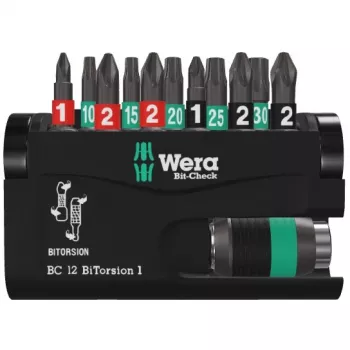 Conjunto de bits de chave de fendas Wera Bit-Check 12 BiTorsion 1 SB