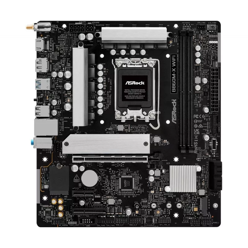 Placa-mãe ASRock B860M-X WiFi — Intel B860, LGA 1851, micro ATX, DDR5, 2x DIMM, 4x M.2, LAN 2.5Gb, Wi‑Fi 6E, Bluetooth 5.3