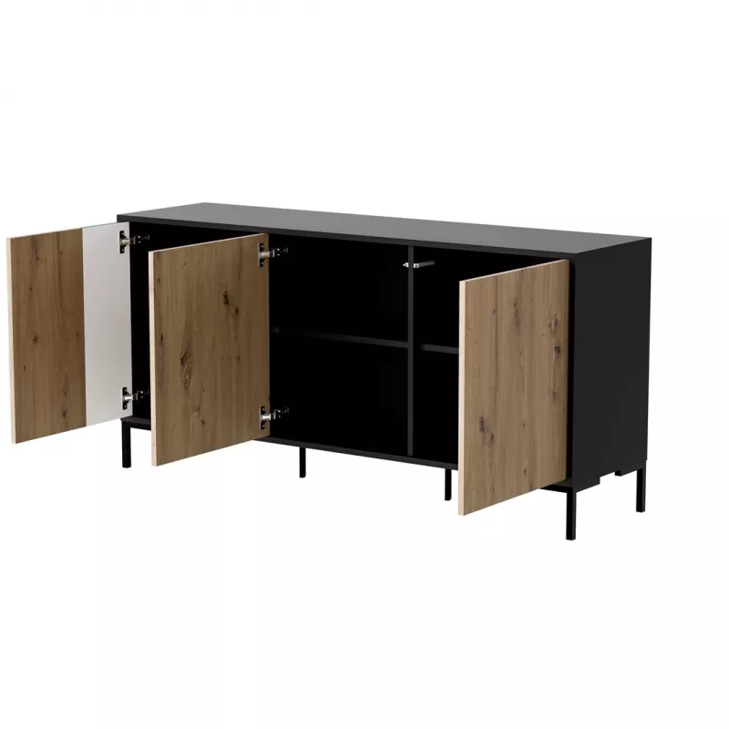 Cómoda Cama Meble MERCI 151 x 40 x 74 cm – preto / carvalho Artisan, aglomerado
