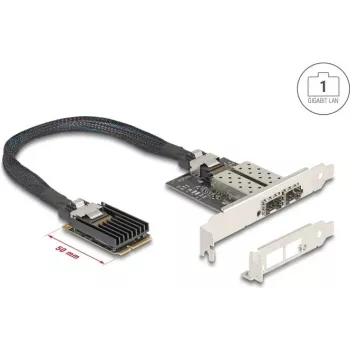 Adaptador de rede DELOCK Mini PCIe I/O 95281 com 2× SFP Gigabit LAN