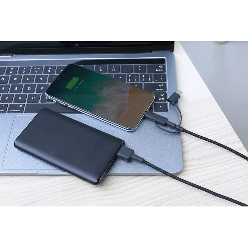 AUKEY CB-BAL5 cabo entrançado 3 em 1, Micro USB / USB-C / Lightning, 1,2 m, preto