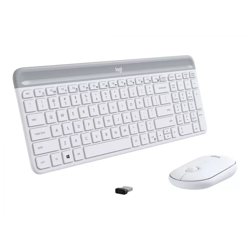 Logitech Slim Wireless Combo MK470 - conjunto teclado e rato - sem fios - 2,4 GHz - espanhol - branco sujo (920-009199)