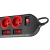 Extensão elétrica MACLEAN MCE204 cabo de 1,5 m, 5 tomadas AC, interior, preto/vermelho