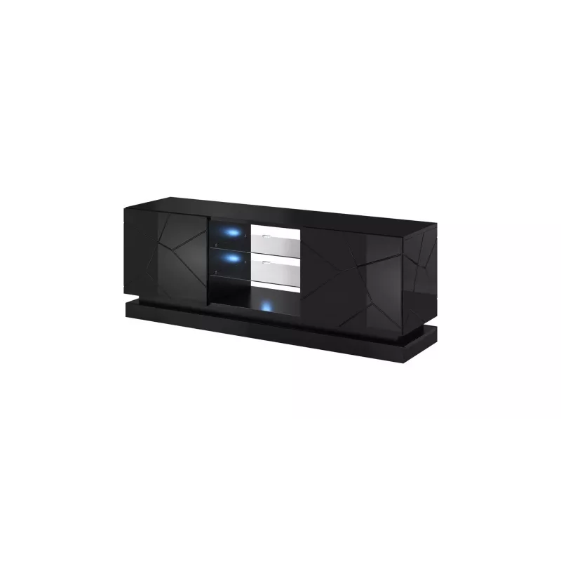 Cama Meble QIU 160 móvel de TV, MDF, preto brilhante