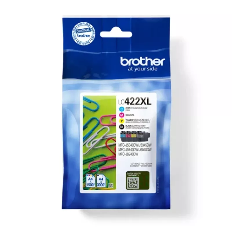 Brother LC422XLVALDR Cartucho de tinta 4 unid. Original Alto (XL) Alcance Preto, Ciano, Magenta, Amarelo