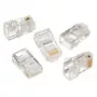 Ficha modular 8P8C para cabos LAN fixos CAT5, UTP, 10 unid. por saco | Ficha modular 8P8C RJ45, banhada a ouro 30µ”, contactos internos de 3 dentes para cabos LAN fixos