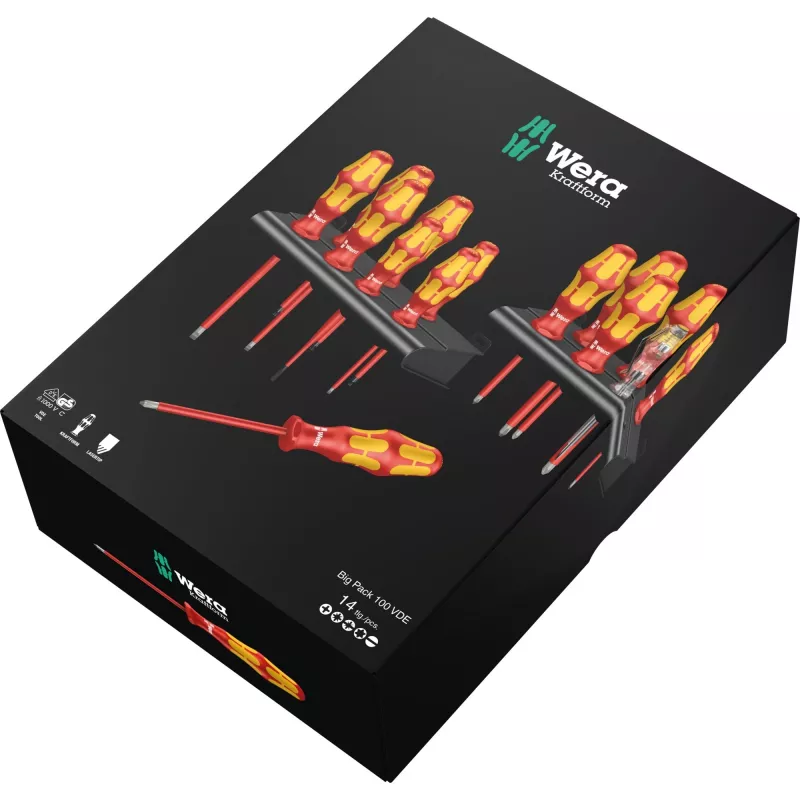 Wera Kraftform Big Pack 100 VDE - Conjunto de chaves de fendas - 14 peças - isolado (05105631001)