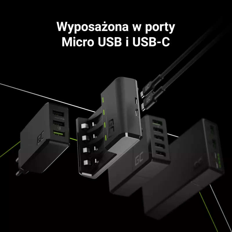 Carregador de pilhas Green Cell GC VitalCharger USB, 4 slots, AA/AAA, alimentado por USB, preto
