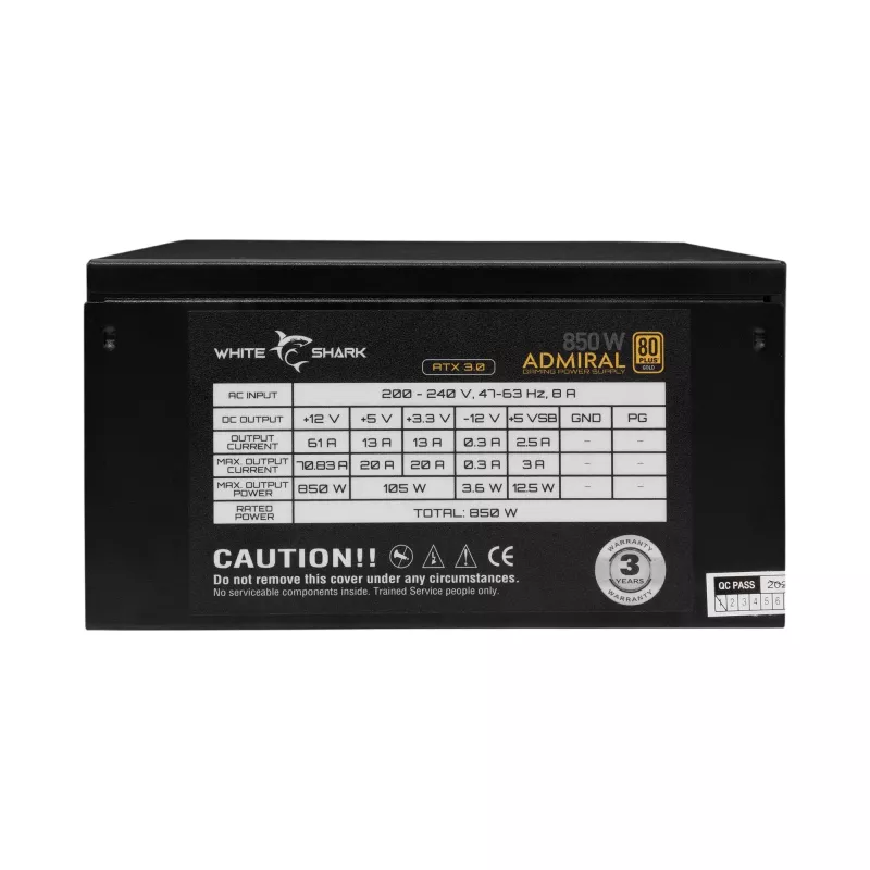 Fonte de alimentação White Shark GPSU-850W Admiral 850W