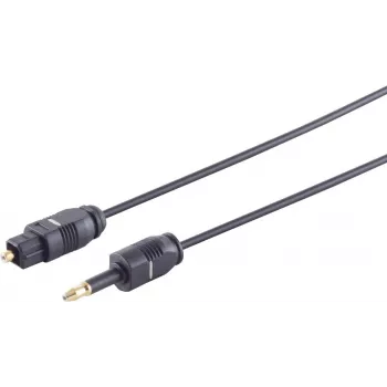 Cabo de áudio ótico ShiverPeaks 69012-1.5 ficha Toslink (ótico) para conector fêmea de 3,5 mm, 1,5 m, cabo de 2,2 mm