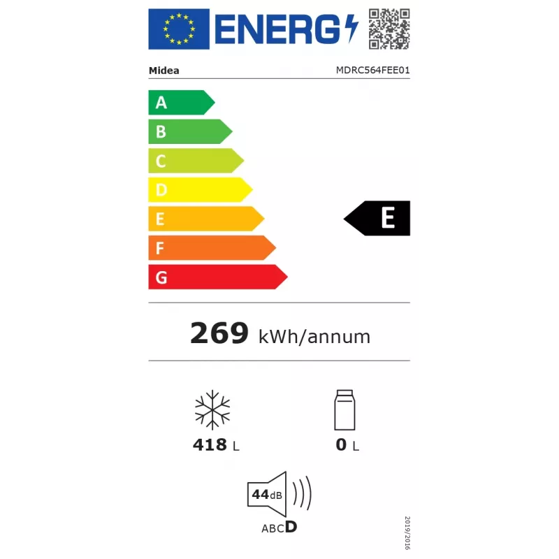 Arca congeladora Midea MDRC564FEE01, 418 l, independente, 82,5 cm de altura, classe de eficiência energética E