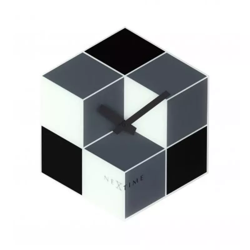 Relógio de parede NeXtime 8171 Cubic, 43,5x37 cm, preto/branco/cinzento