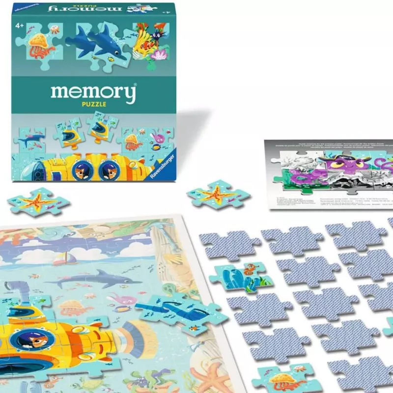 Puzzle memory mundo subaquático, jogo de tabuleiro