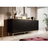 Cómoda GLAMOUR 180x40x75,5 cm, preto mate + dourado