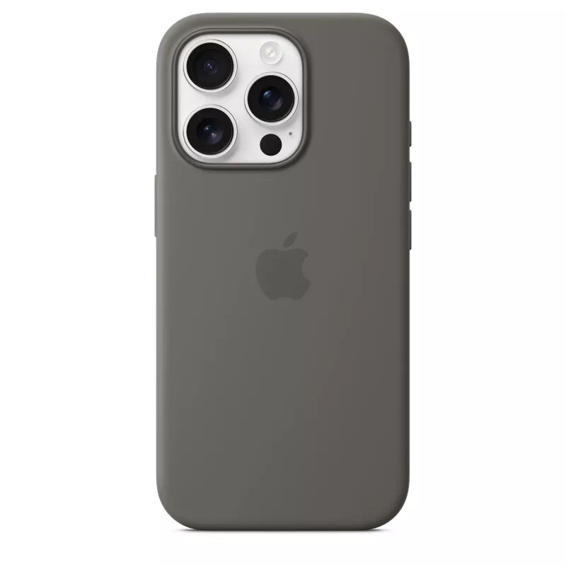 Apple iPhone 16 Pro Capa de silicone com MagSafe - Cinzento-pedra