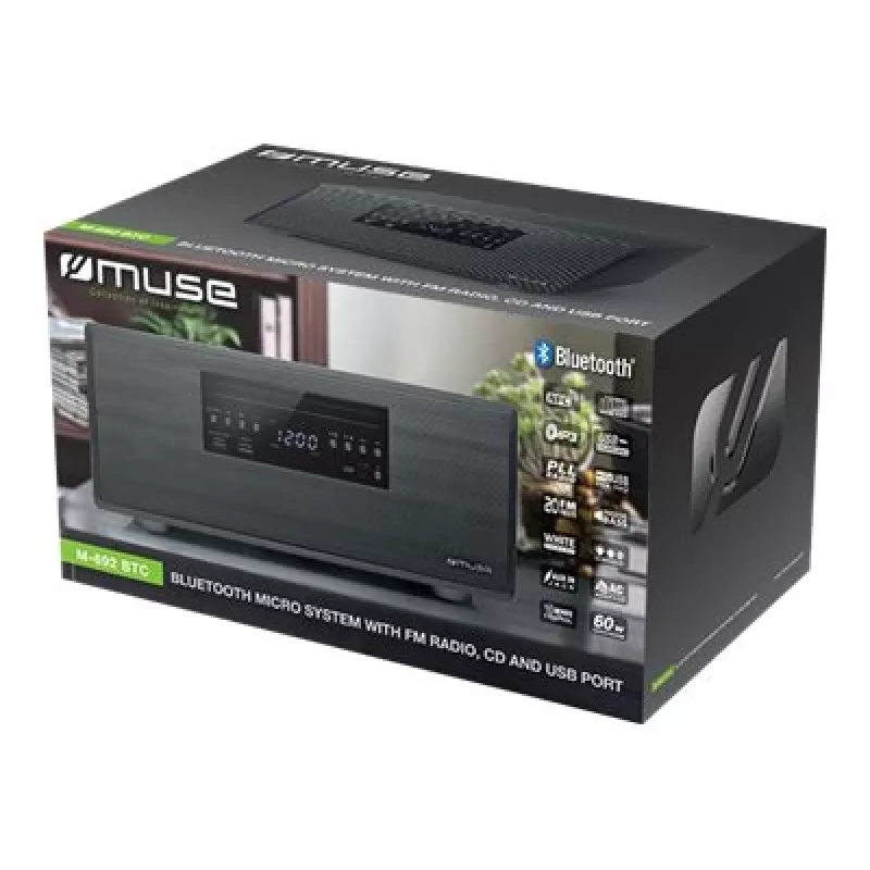 Muse | Micro sistema Bluetooth | M-692 BTC | Sim | 2 x 30 W | Bluetooth | preto | Funções NFC | Ligação sem fios