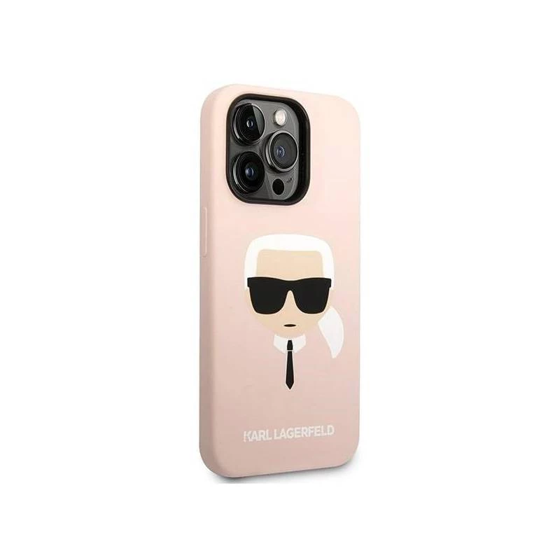 Capa rígida Karl Lagerfeld KLHMP14XSLKHLP iPhone 14 Pro Max 6.7 rosa claro / rosa claro silicone Karl inchs Head Magsafe