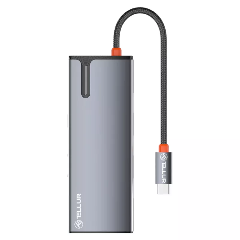 Hub USB-C Tellur TLL321061 com PD 3.0 100W, saída HDMI e 3× portas USB 3.0