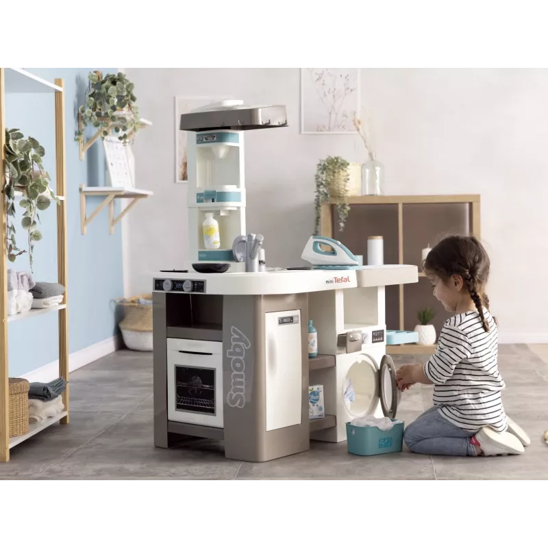 Smoby 311050 cozinha de brincar com área de lavandaria e acessórios