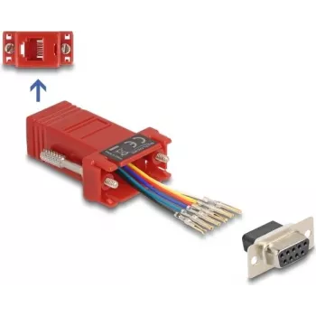 DeLOCK D-Sub 9 pinos fêmea para RJ12 fêmea kit de montagem vermelho