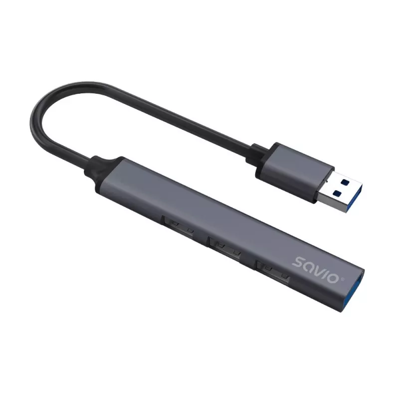 Savio AK-70 hub USB-A, 4 em 1: 3 x USB-A 2.0 + 1 x USB-A 3.1 Gen 1, 5 Gbps