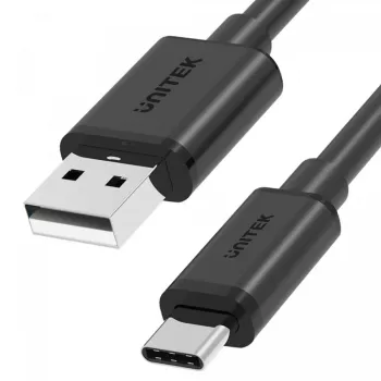 Cabo de dados e carregamento USB-C para USB-A Unitek C14067BK 1,5 m, preto, ficha USB-C para ficha USB-A