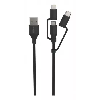 Cabo Ansmann USB para 3em1 120cm preto Micro-USB B