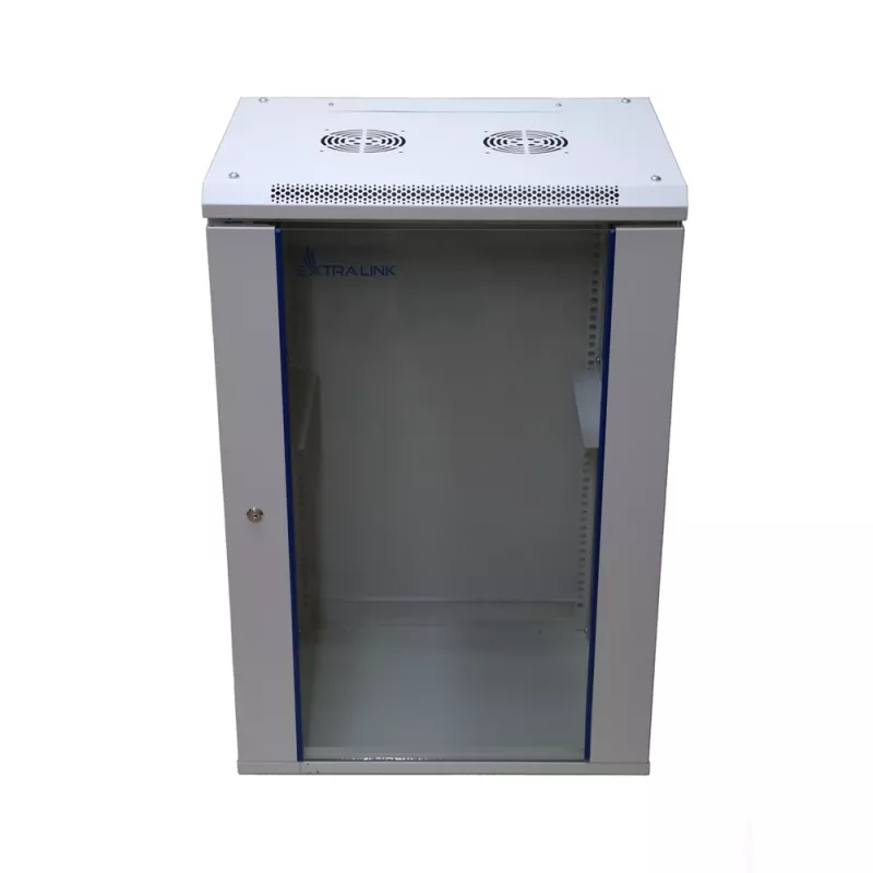 Armário de parede Extralink caixa rack 18U 600x600 cinzento fechadura com chave