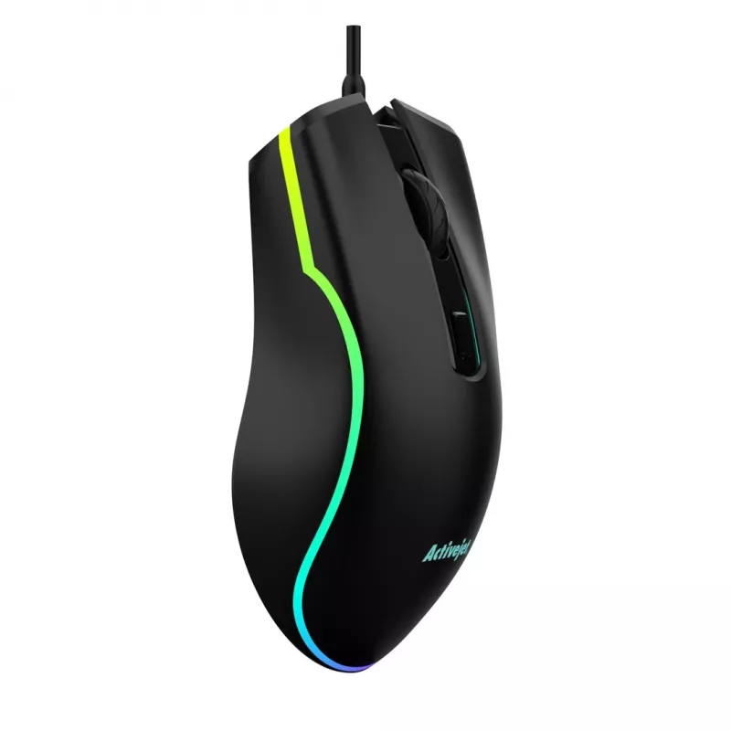 Rato gaming com fios aquecido ActiveJet AMY-W390 — ambidestro, ótico 2000 DPI, USB Type-A, 4 botões, preto