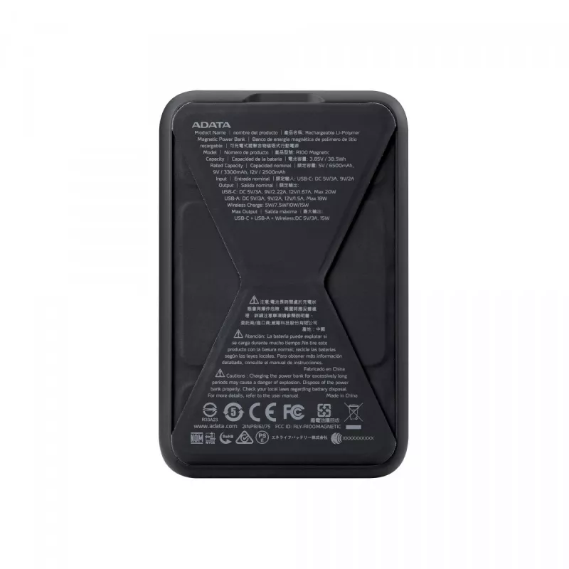 ADATA PR100-12BK power bank Lithium Polymer (LiPo) 10000 mAh carregamento sem fios preto