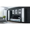Suporte de TV Cama Meble VIGO NEW 30/140/40 — 1400×400×300 mm, tampo cinzento, aglomerado, estrutura cinzenta, frentes brancas brilhantes