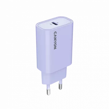 Carregador de parede CANYON OnCharge 30CL, 30W USB-C PD, 1x saída PD, ficha EU, roxo