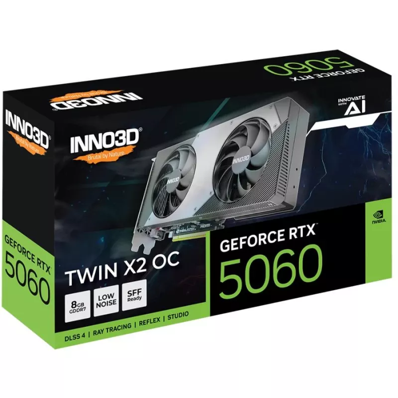 Placa gráfica Inno3D GeForce RTX 5060 8GB GDDR7 PCIe 5.0, 2527 MHz Boost, 128-Bit, 2-Slot, 3x DP 2.1b + 1x HDMI 2.1b