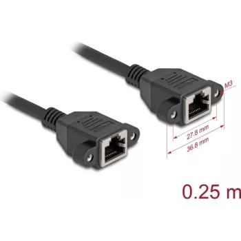 Cabo de rede DeLOCK 90782 preto 0,25 m Cat6a S/FTP