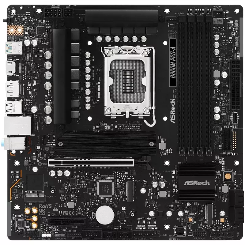 Placa-mãe ASRock B860M Pro-A micro ATX — Intel B860, LGA 1851, DDR5, 4 DIMM, até 256 GB, 2.5Gb Ethernet
