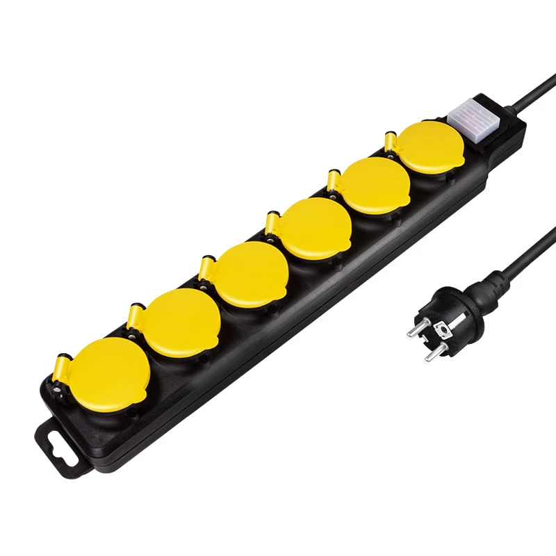Extensão de energia LogiLink LPS256 1.5m 6 tomadas AC exterior preto amarelo