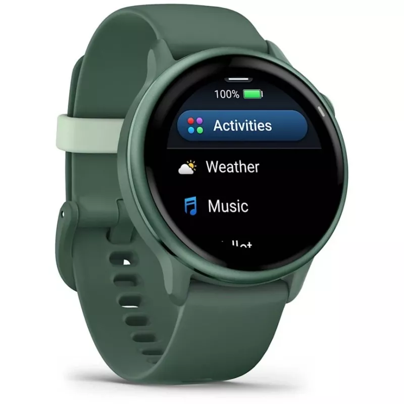 Smartwatch GARMIN vívoactive 6 – relógio desportivo, caixa de alumínio/polímero de 42 mm, AMOLED 1,2 polegadas, GPS, 5 ATM, HR ótico, SpO2, 8 GB, verde