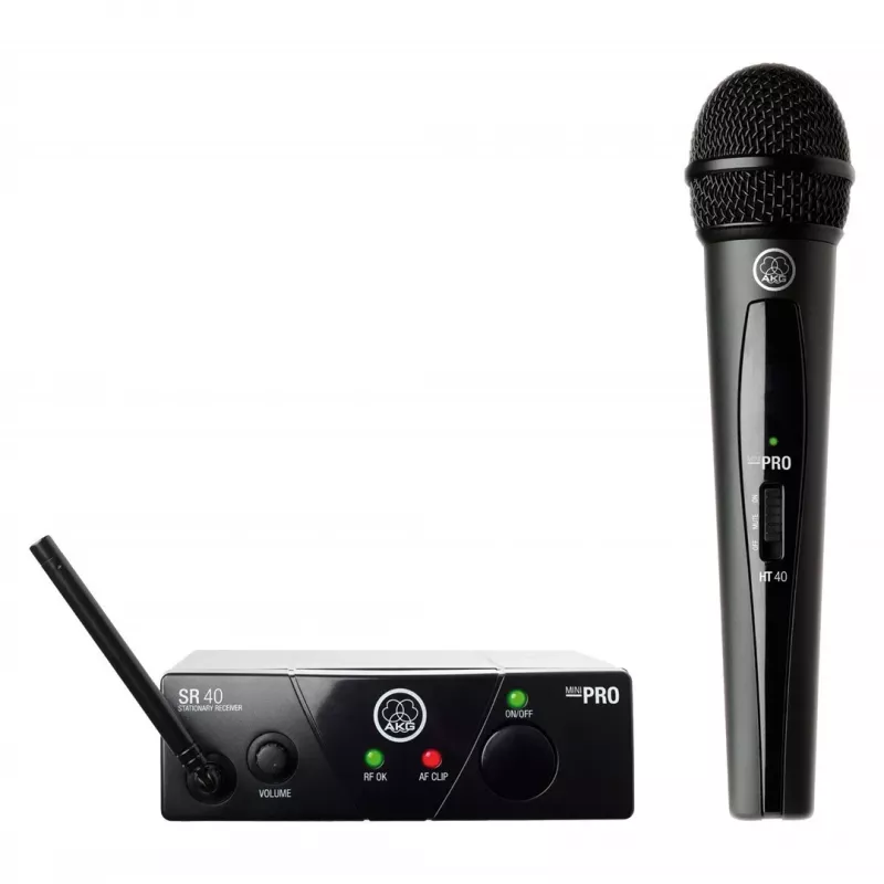Conjunto de microfone sem fios AKG WMS40 ISM 3 frequência UHF, opções portáteis de lapela/mão