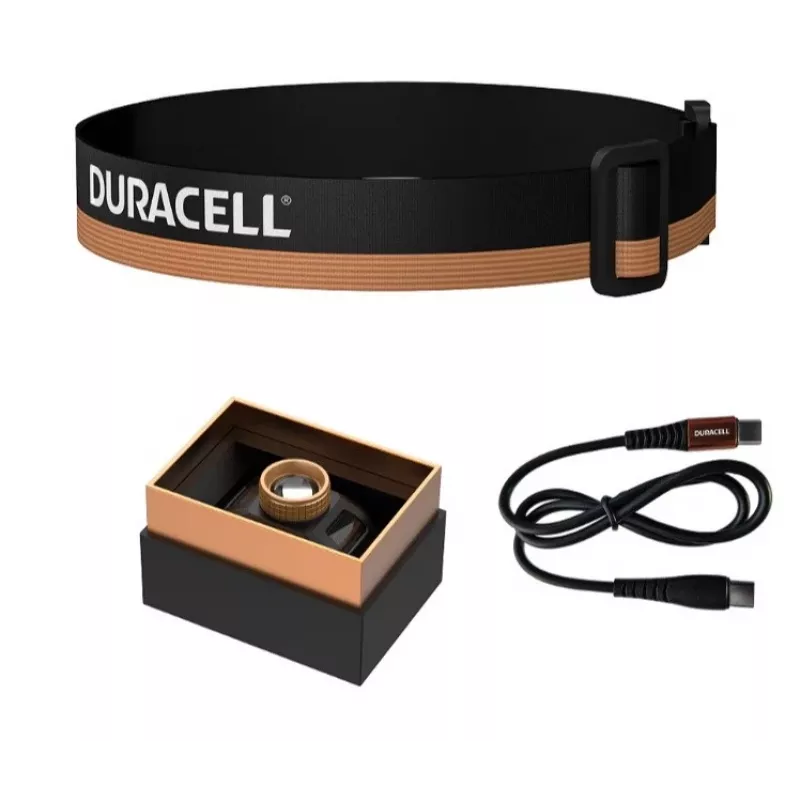 Caixa de oferta Duracell DH850R lanterna de cabeça preta, laranja