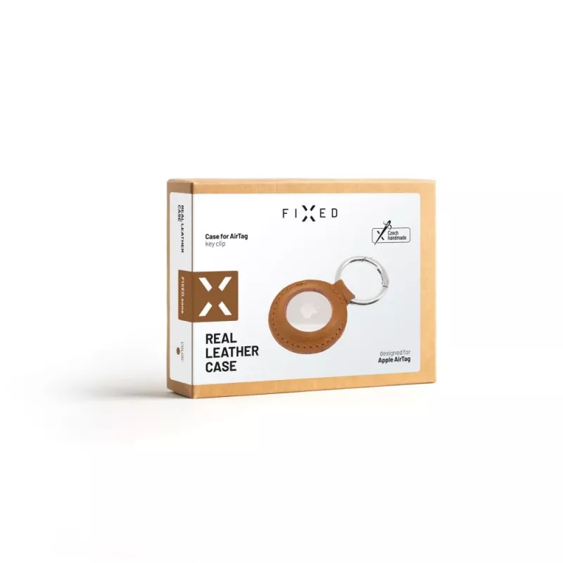 Capa para AirTag FIXED FIXWAT-C2-BRW pele de vaca genuína castanha — suporte protetor em pele para Apple AirTag