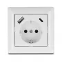 Tomada tipo F DeLOCK 11499 com USB-A e USB-C branco